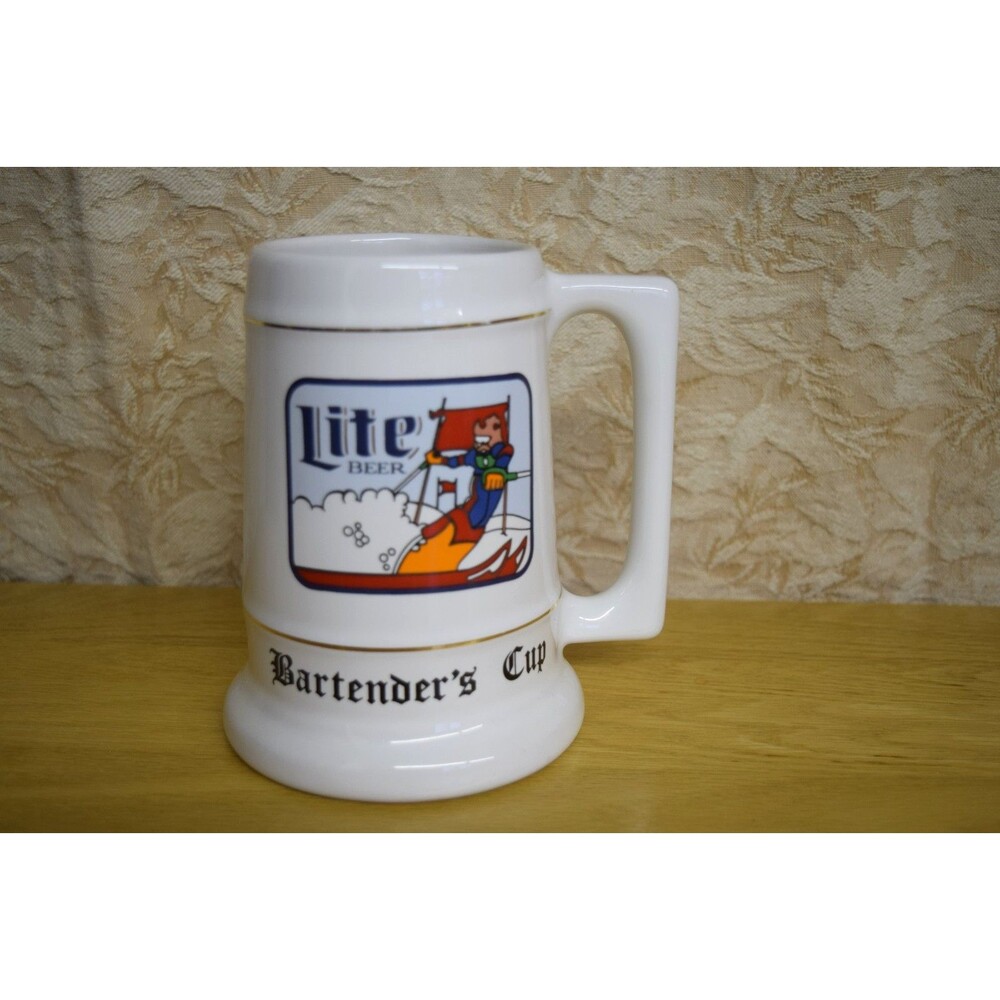 "Bartenders Cup" Lite Beer PROMOTIONAL RARE Skiier Cup 1980s Vintage  Mug Stein